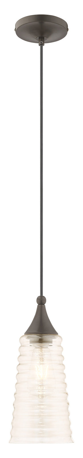 Art Glass 5.5 Inch 1 Light Mini Pendant With Champagne Glass by Livex Lighting