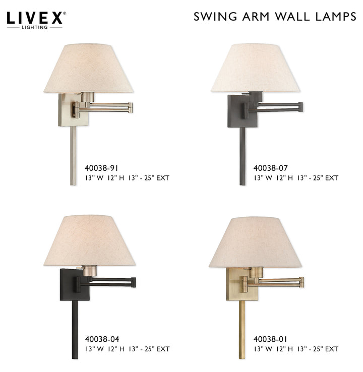 13 Inch 1 Light Swing Arm Wall Lamp