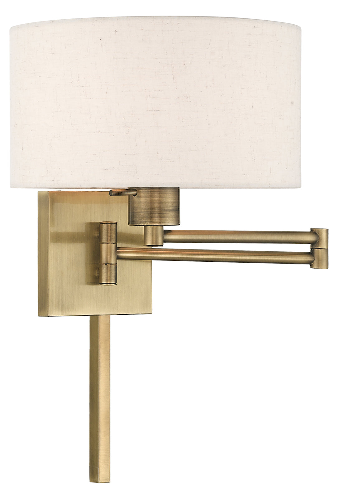 11 Inch 1 Light Swing Arm Wall Lamp With Oatmeal Fabric Hardback Shade by Livex Lighting