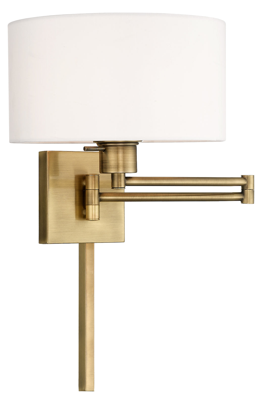 11 Inch 1 Light Swing Arm Wall Lamp With Off-White Fabric Hardback Shade by Livex Lighting