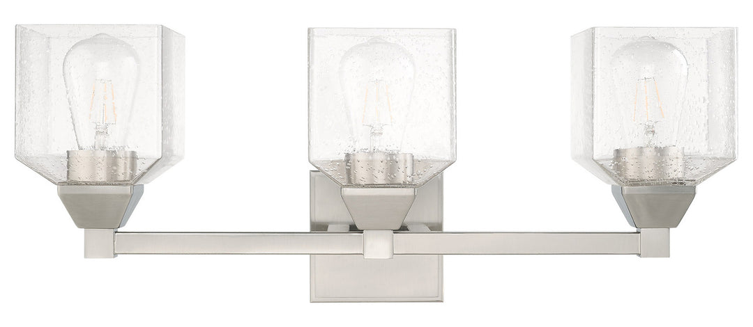 3 Light Bath Vanity With Clear Seeded Glass