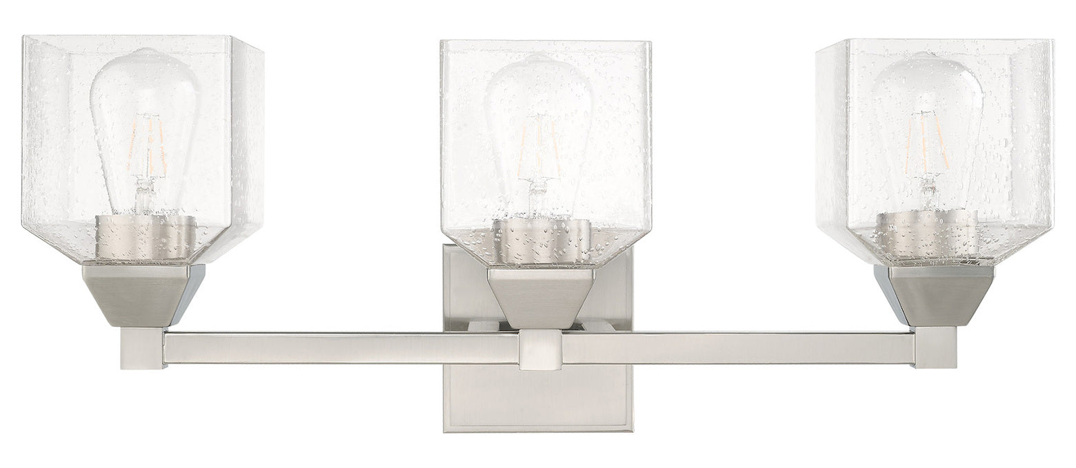 3 Light Bath Vanity With Clear Seeded Glass