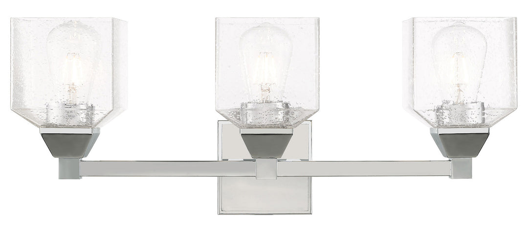 23 Inch 3 Light Bath Vanity With Clear Seeded Glass by Livex Lighting
