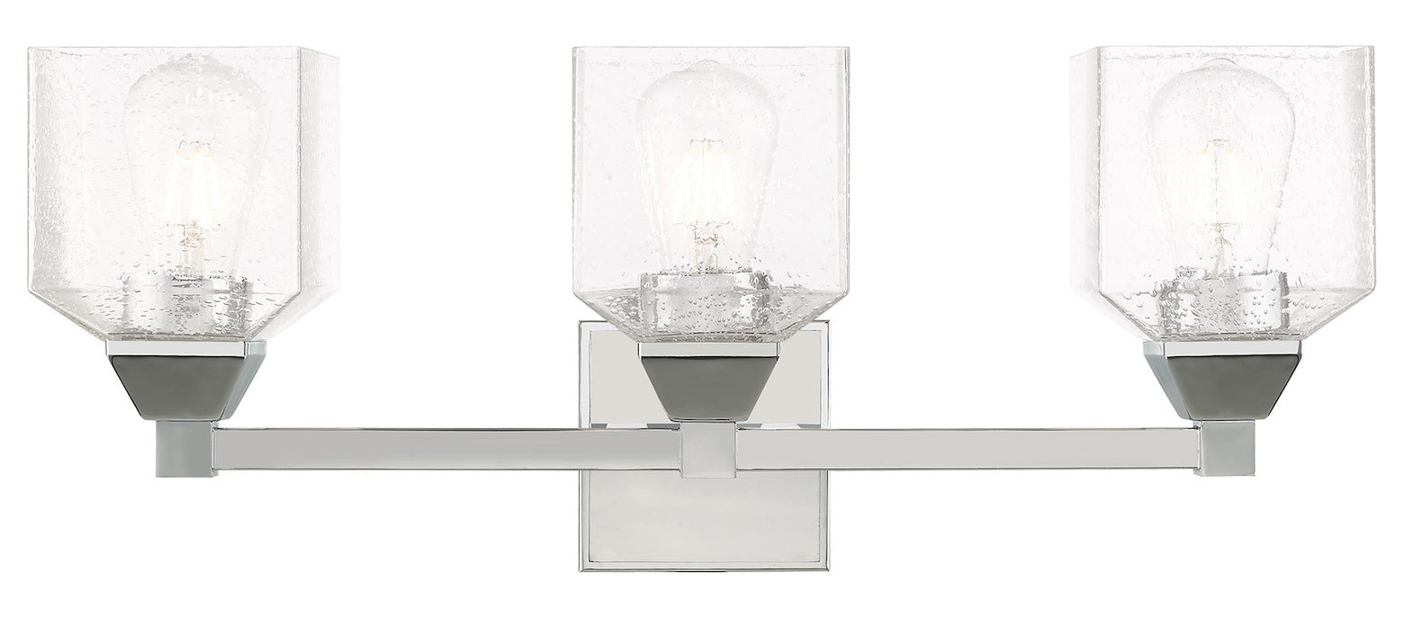 23 Inch 3 Light Bath Vanity With Clear Seeded Glass by Livex Lighting