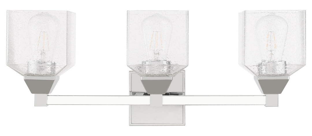 23 Inch 3 Light Bath Vanity With Clear Seeded Glass