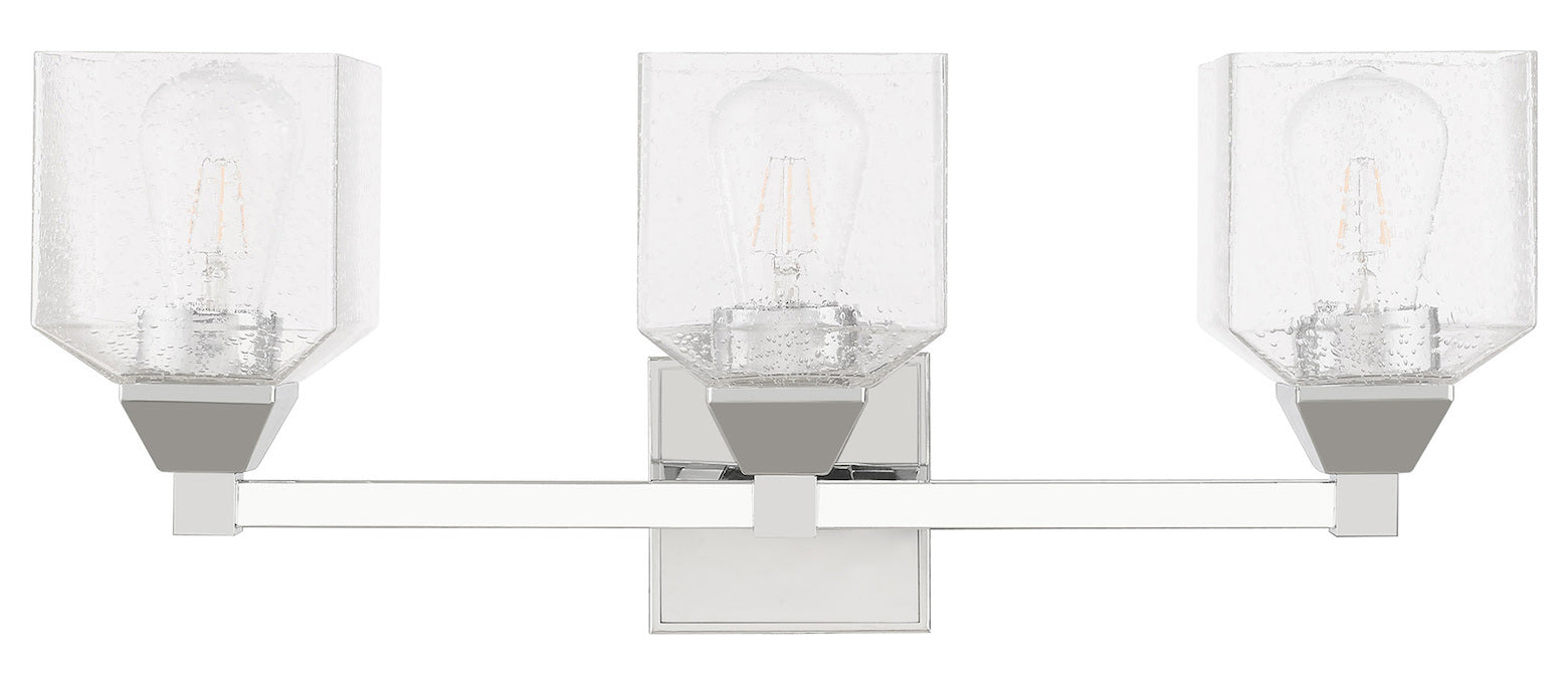 23 Inch 3 Light Bath Vanity With Clear Seeded Glass