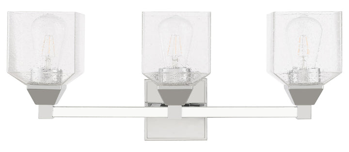 23 Inch 3 Light Bath Vanity With Clear Seeded Glass