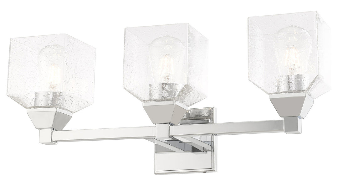 23 Inch 3 Light Bath Vanity With Clear Seeded Glass