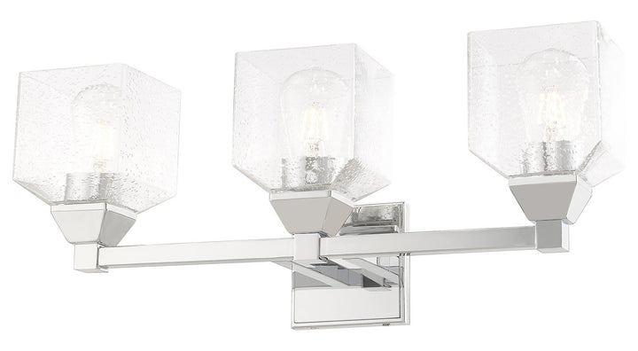 23 Inch 3 Light Bath Vanity With Clear Seeded Glass