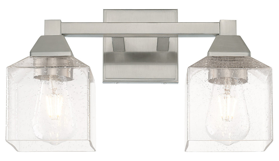 2 Light Bath Vanity With Clear Seeded Glass