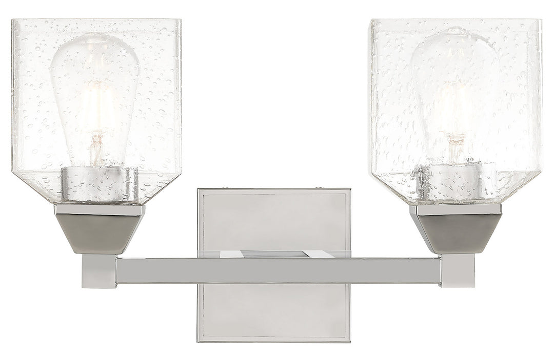 15 Inch 2 Light Bath Vanity With Clear Seeded Glass by Livex Lighting