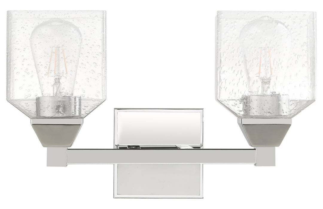 15 Inch 2 Light Bath Vanity With Clear Seeded Glass