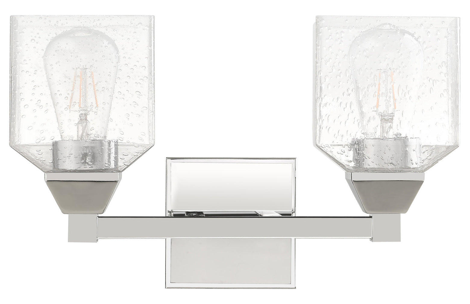 15 Inch 2 Light Bath Vanity With Clear Seeded Glass