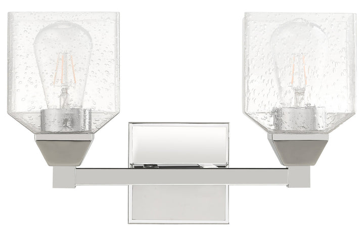 15 Inch 2 Light Bath Vanity With Clear Seeded Glass