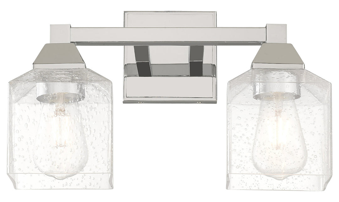 15 Inch 2 Light Bath Vanity With Clear Seeded Glass