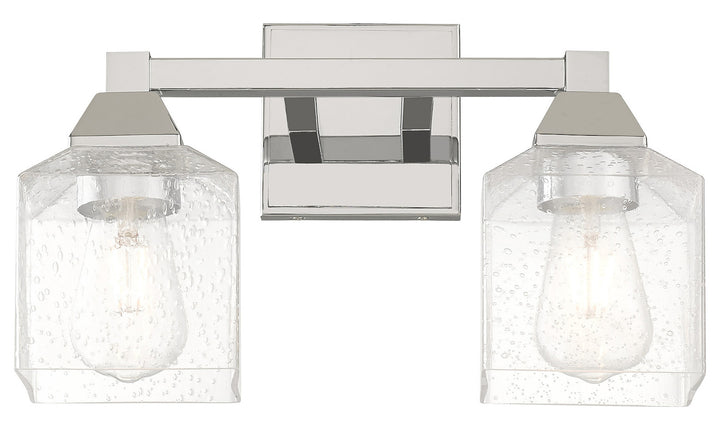 15 Inch 2 Light Bath Vanity With Clear Seeded Glass