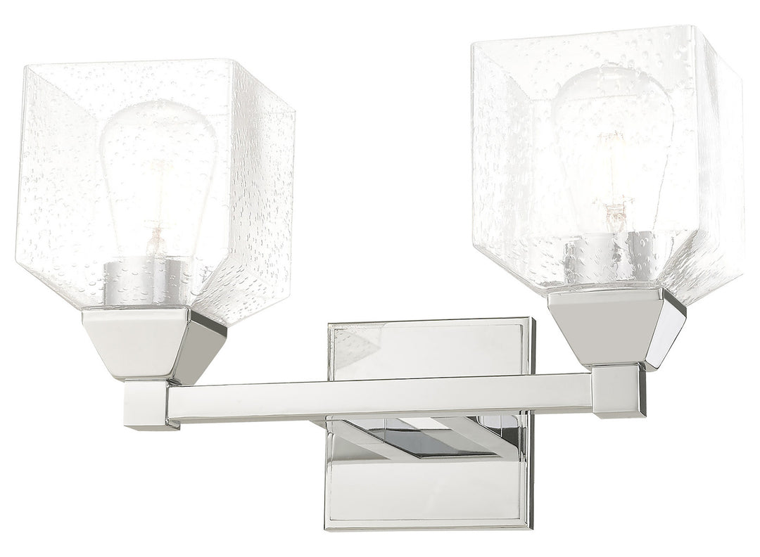 15 Inch 2 Light Bath Vanity With Clear Seeded Glass
