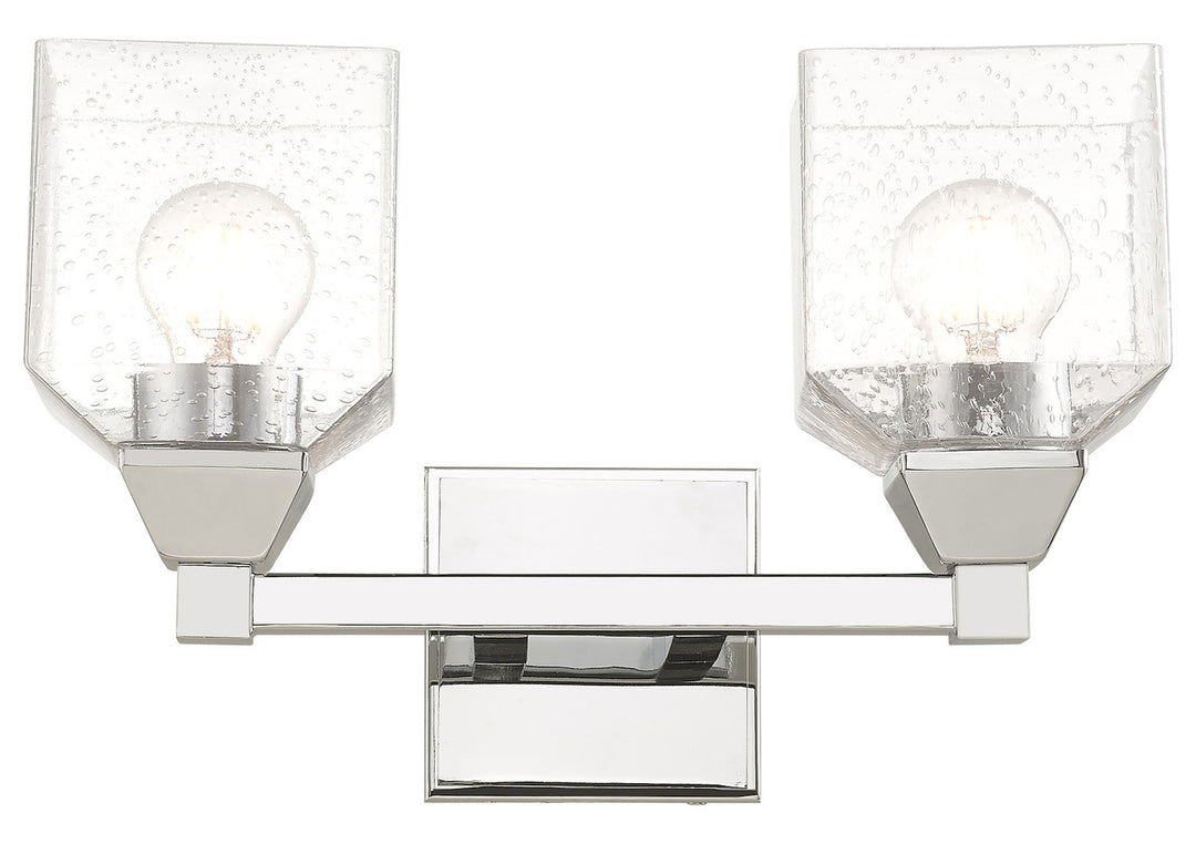 15 Inch 2 Light Bath Vanity With Clear Seeded Glass