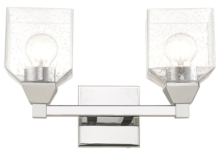 15 Inch 2 Light Bath Vanity With Clear Seeded Glass