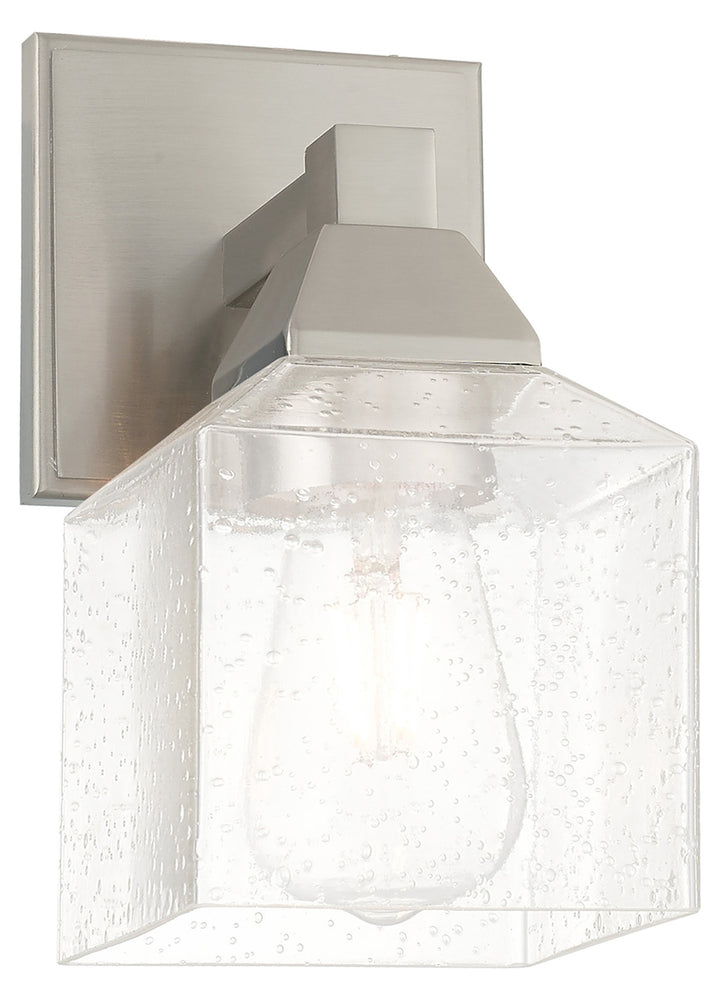 1 Light Wall Sconce With Clear Seeded Glass
