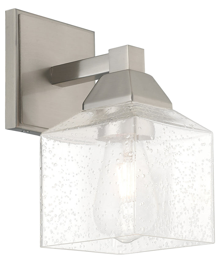 1 Light Wall Sconce With Clear Seeded Glass