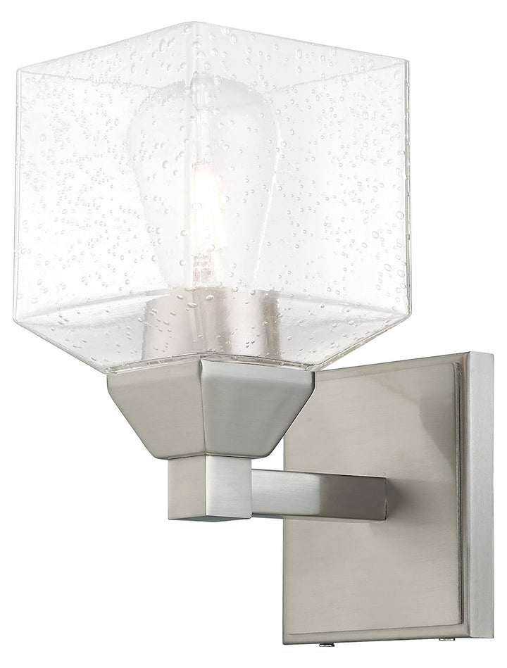 1 Light Wall Sconce With Clear Seeded Glass