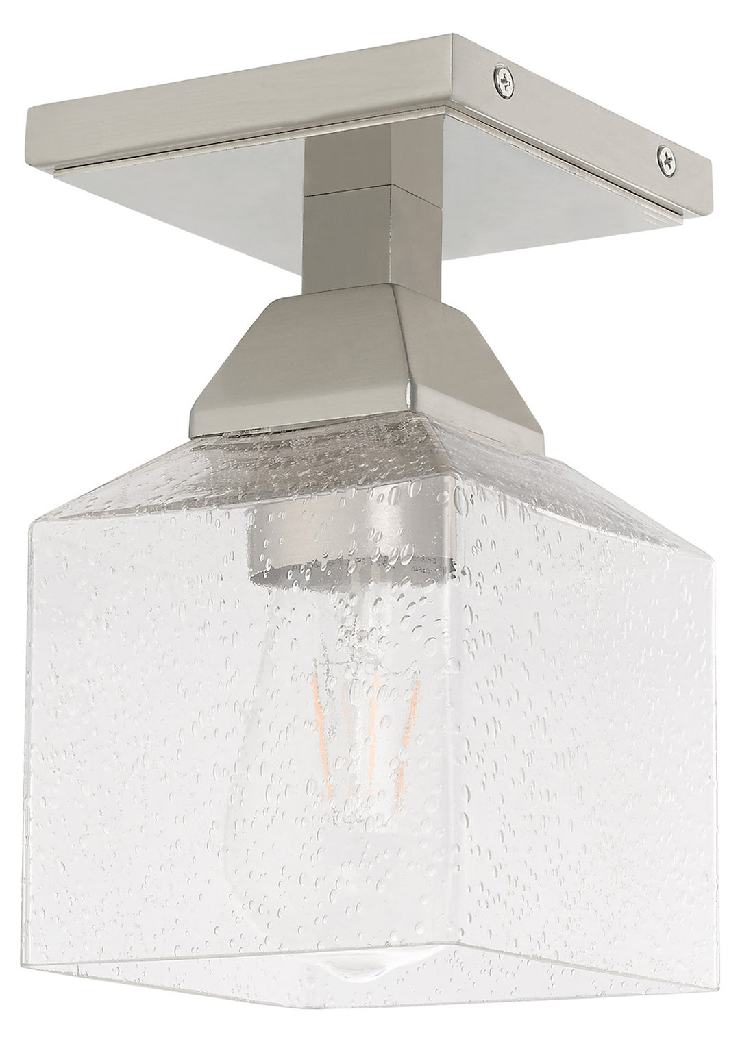 1 Light Ceiling Mount With Clear Seeded Glass