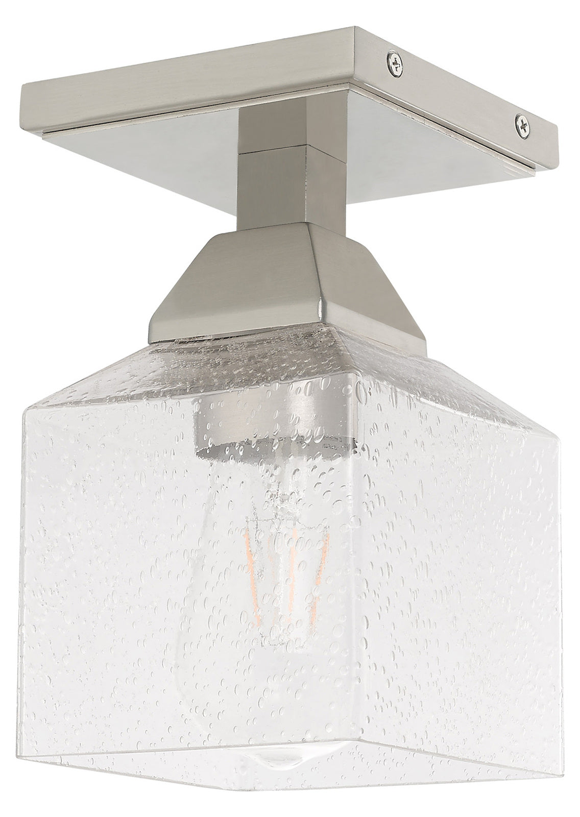 1 Light Ceiling Mount With Clear Seeded Glass