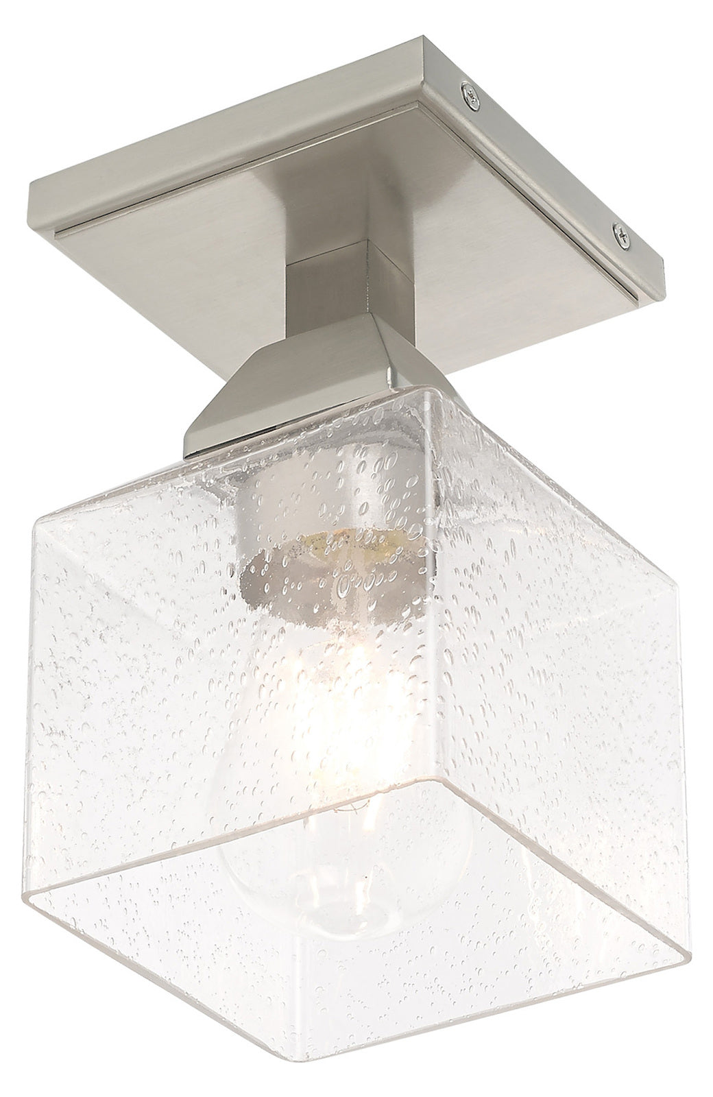 1 Light Ceiling Mount With Clear Seeded Glass