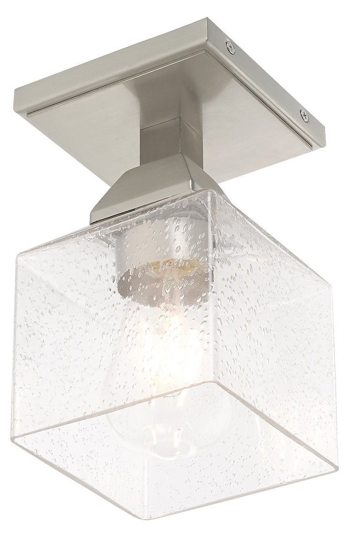 1 Light Ceiling Mount With Clear Seeded Glass