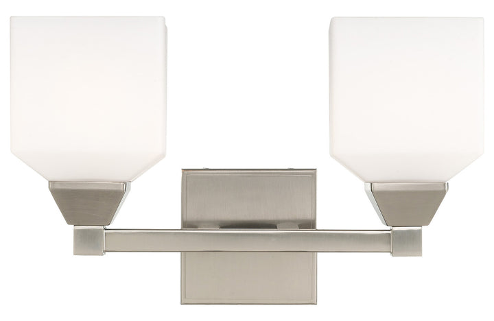 15 Inch 2 Light Bath Vanity With Opal White Glass by Livex Lighting