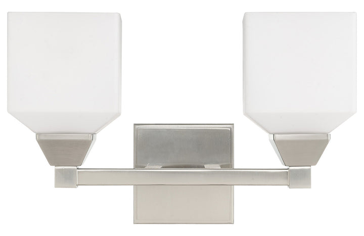 15 Inch 2 Light Bath Vanity With Opal White Glass