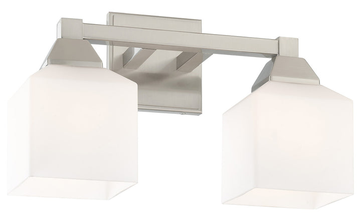 15 Inch 2 Light Bath Vanity With Opal White Glass
