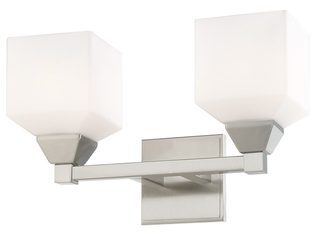 15 Inch 2 Light Bath Vanity With Opal White Glass