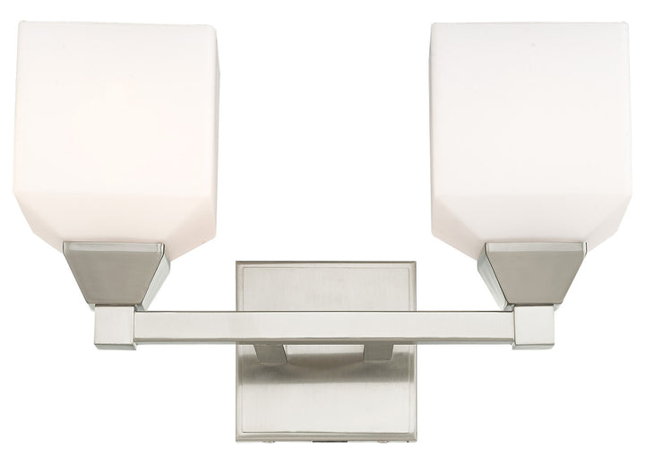 15 Inch 2 Light Bath Vanity With Opal White Glass