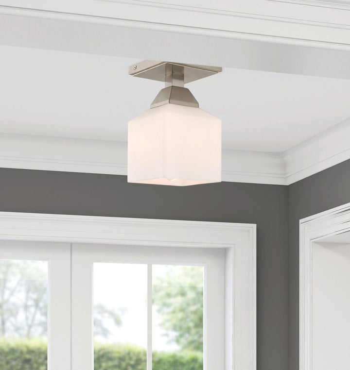 4.75 Inch 1 Light Ceiling Mount With Opal White Glass