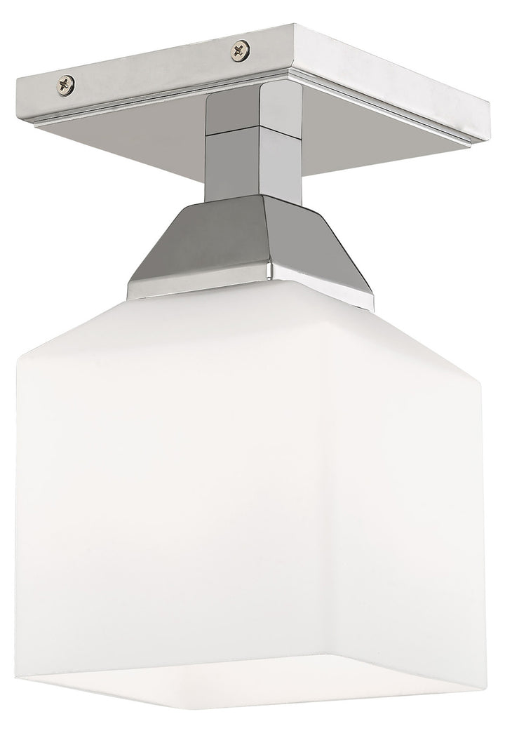 1 Light Ceiling Mount With Opal White Glass by Livex Lighting