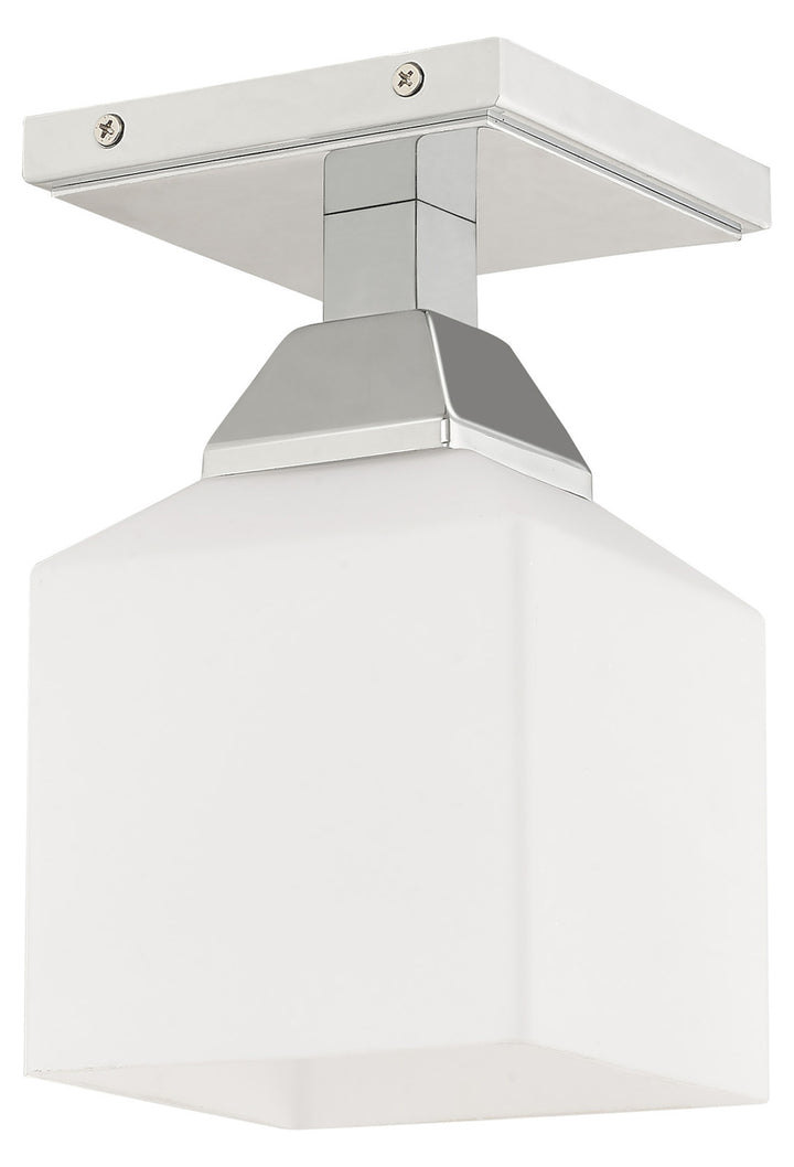 1 Light Ceiling Mount With Opal White Glass