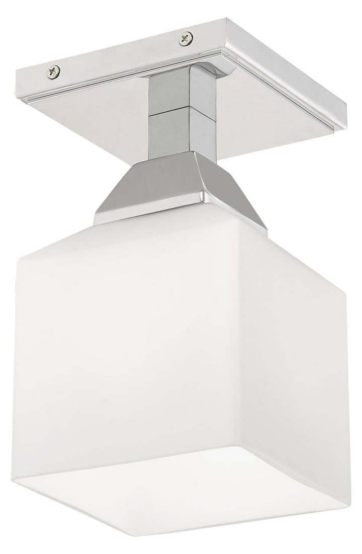 1 Light Ceiling Mount With Opal White Glass