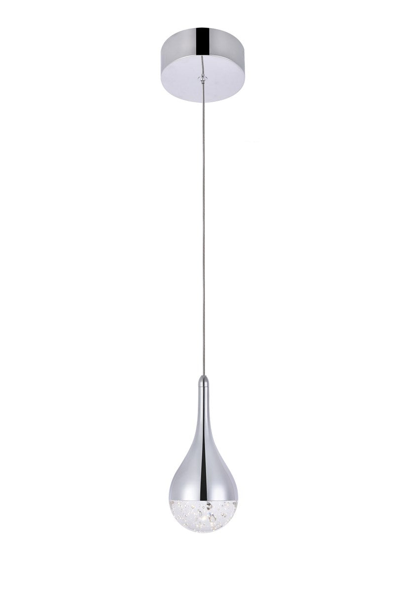 Collection LED 1-light pendant 5 in x 9in chrome finish by Elegant Lighting