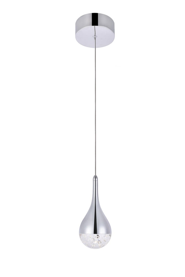 Collection LED 1-light pendant 5 in x 9in chrome finish by Elegant Lighting