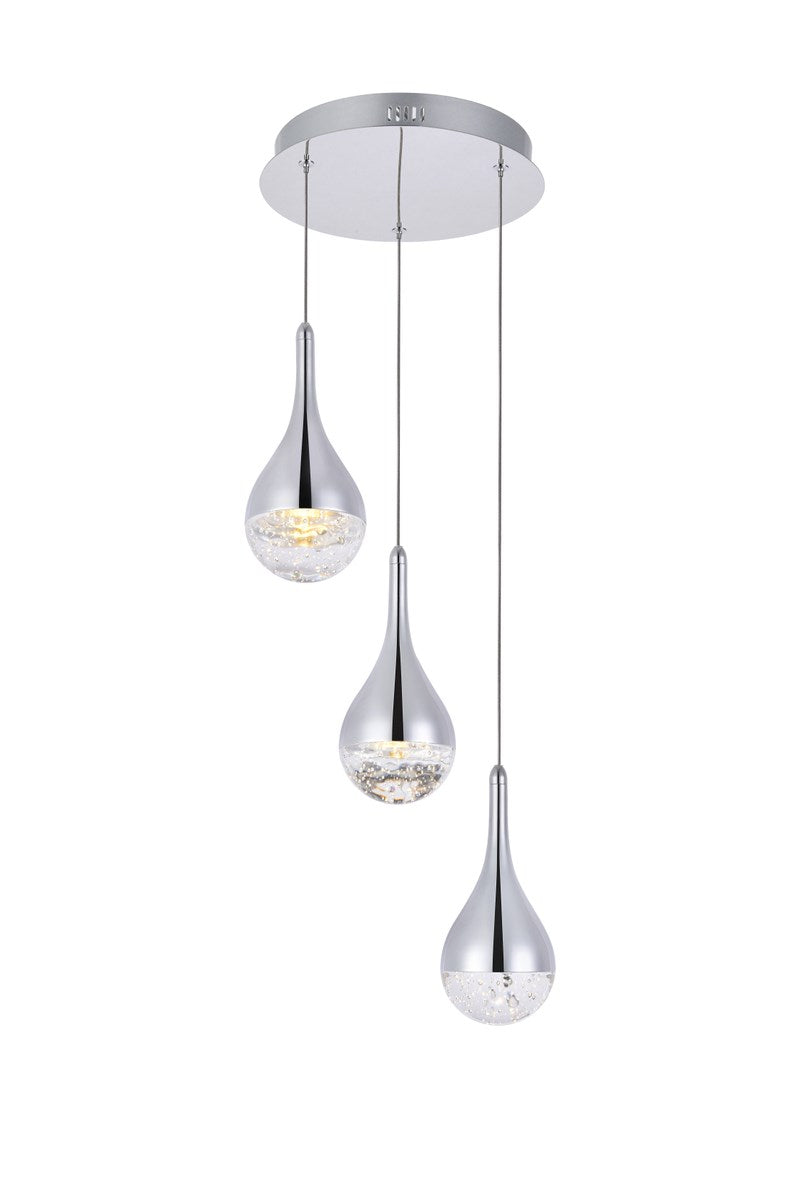 Collection LED 3-light chandelier 12in x 9in chrome finish by Elegant Lighting