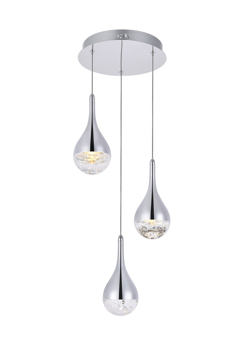 Collection LED 3-light chandelier 12in x 9in chrome finish