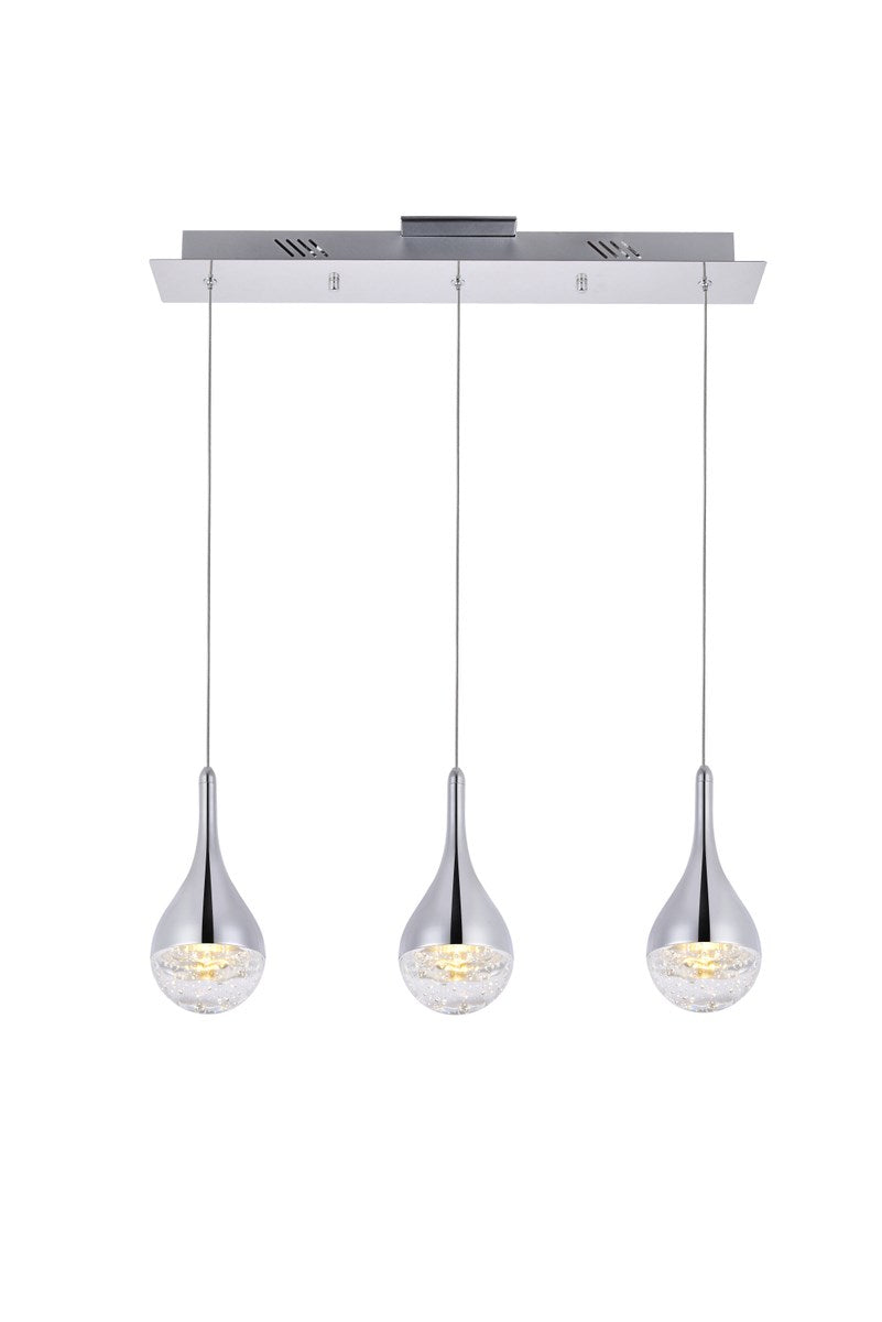 Collection LED 3-light chandelier 24in x 4in x 9in chrome finish by Elegant Lighting