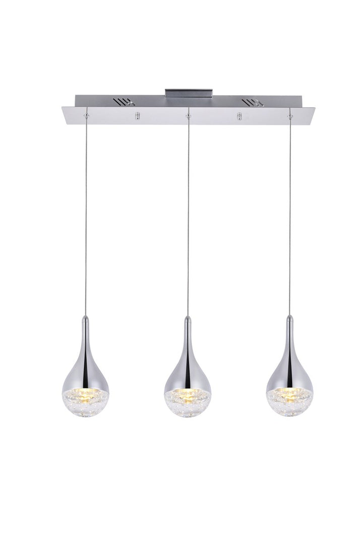 Collection LED 3-light chandelier 24in x 4in x 9in chrome finish by Elegant Lighting