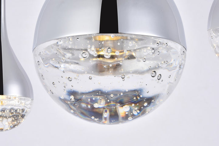 Collection LED 3-light chandelier 24in x 4in x 9in chrome finish