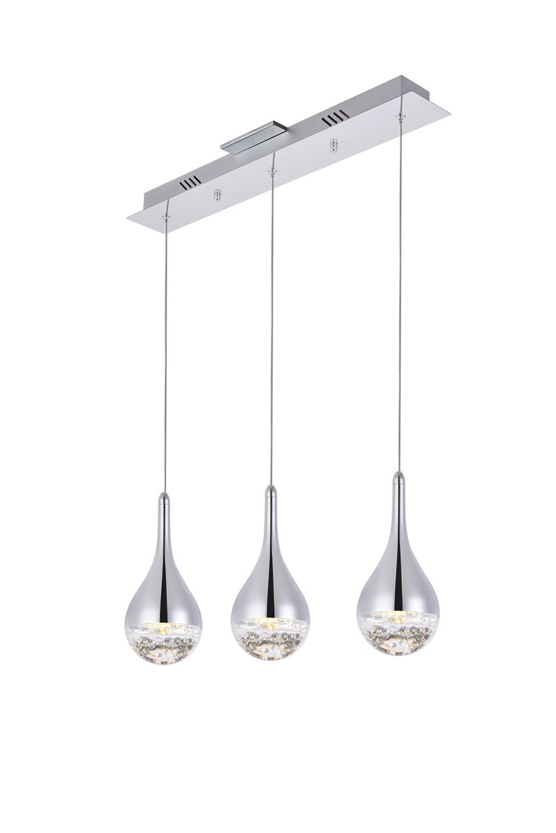Collection LED 3-light chandelier 24in x 4in x 9in chrome finish