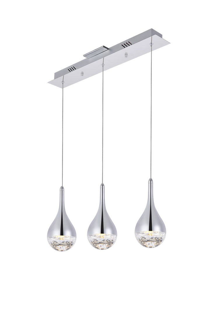 Collection LED 3-light chandelier 24in x 4in x 9in chrome finish