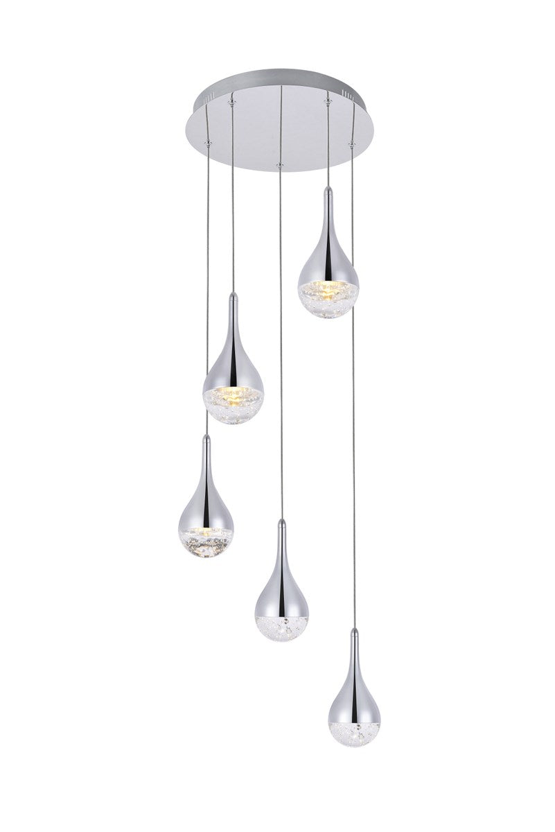 Collection LED 5-light chandelier 15in x 9in chrome finish by Elegant Lighting