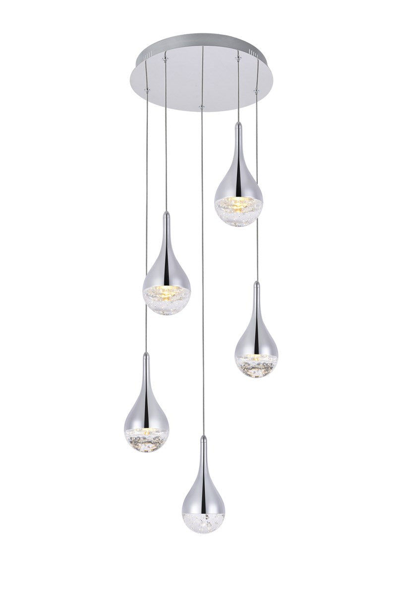 Collection LED 5-light chandelier 15in x 9in chrome finish